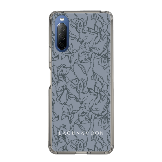 Slim Protection Case［ LAGUNAMOON - FlowerPattern - Dark blue ］