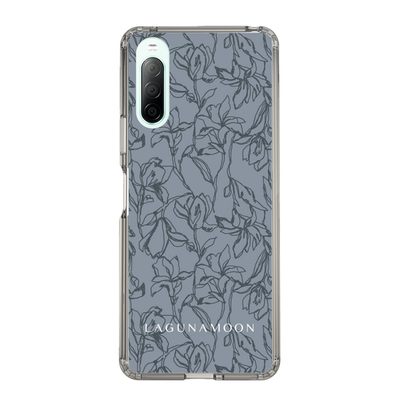 Slim Protection Case［ LAGUNAMOON - FlowerPattern - Dark blue ］