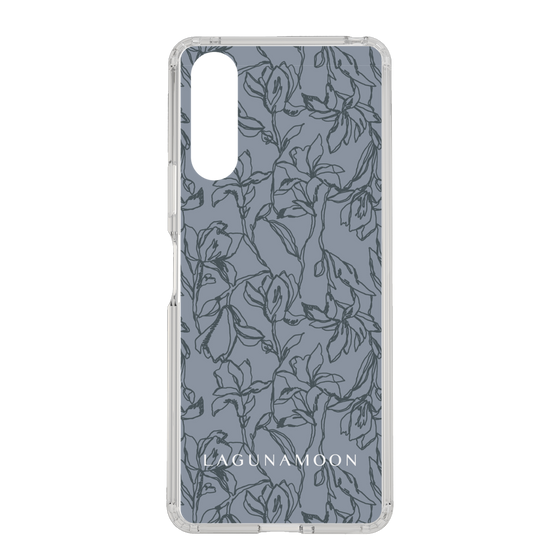 Slim Protection Case［ LAGUNAMOON - FlowerPattern - Dark blue ］