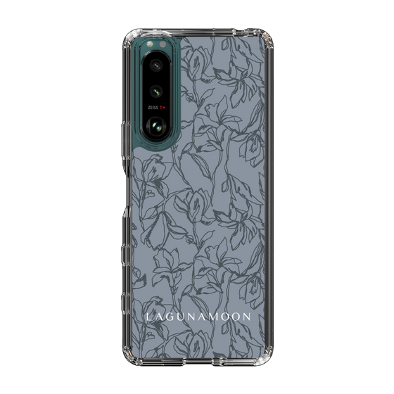 Slim Protection Case［ LAGUNAMOON - FlowerPattern - Dark blue ］