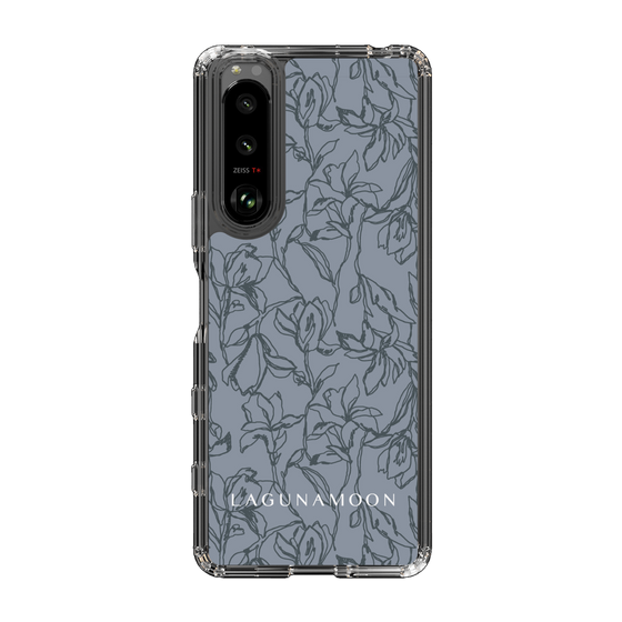 Slim Protection Case［ LAGUNAMOON - FlowerPattern - Dark blue ］
