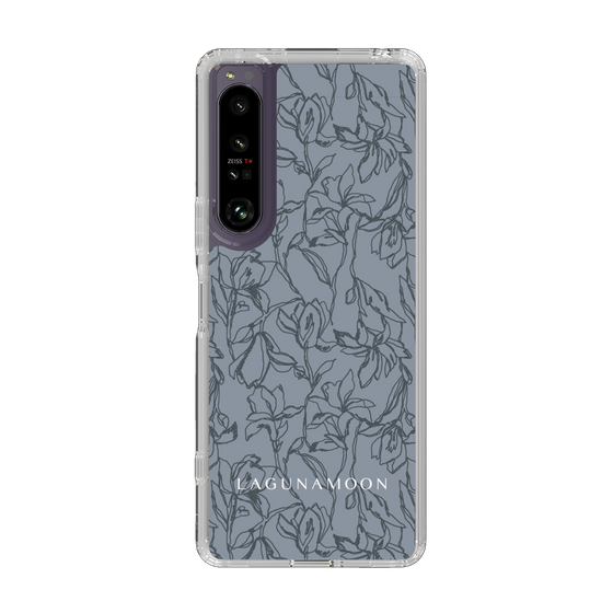 Slim Protection Case［ LAGUNAMOON - FlowerPattern - Dark blue ］