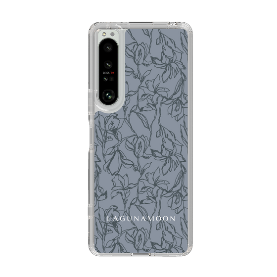 Slim Protection Case［ LAGUNAMOON - FlowerPattern - Dark blue ］