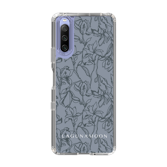 Slim Protection Case［ LAGUNAMOON - FlowerPattern - Dark blue ］