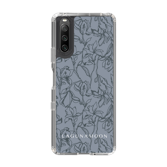 Slim Protection Case［ LAGUNAMOON - FlowerPattern - Dark blue ］