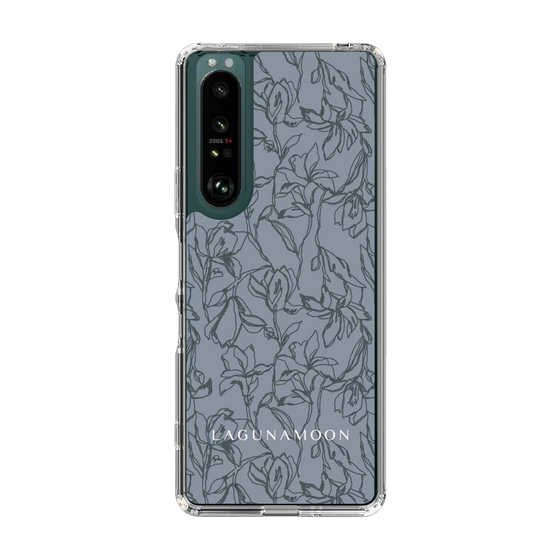 Slim Protection Case［ LAGUNAMOON - FlowerPattern - Dark blue ］