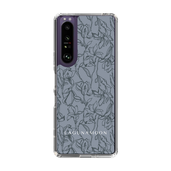 Slim Protection Case［ LAGUNAMOON - FlowerPattern - Dark blue ］