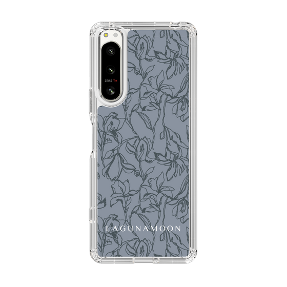 Slim Protection Case［ LAGUNAMOON - FlowerPattern - Dark blue ］