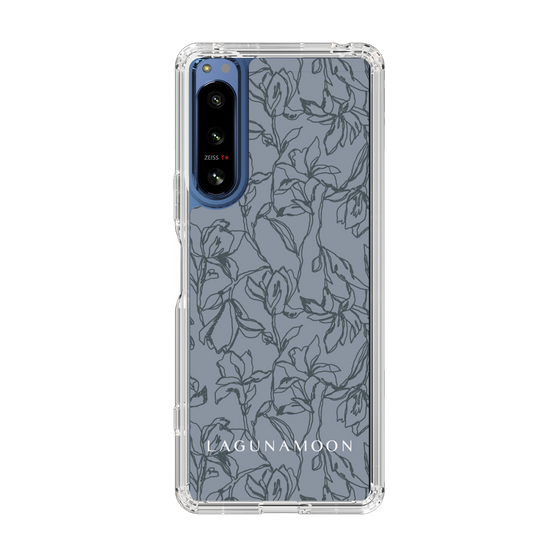Slim Protection Case［ LAGUNAMOON - FlowerPattern - Dark blue ］