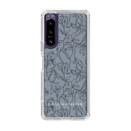 Slim Protection Case［ LAGUNAMOON - FlowerPattern - Dark blue ］