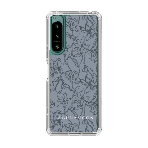 Slim Protection Case［ LAGUNAMOON - FlowerPattern - Dark blue ］
