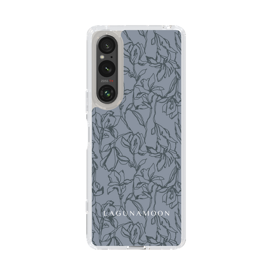 Slim Protection Case［ LAGUNAMOON - FlowerPattern - Dark blue ］