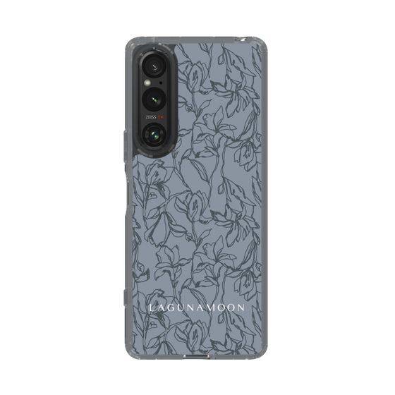 Slim Protection Case［ LAGUNAMOON - FlowerPattern - Dark blue ］