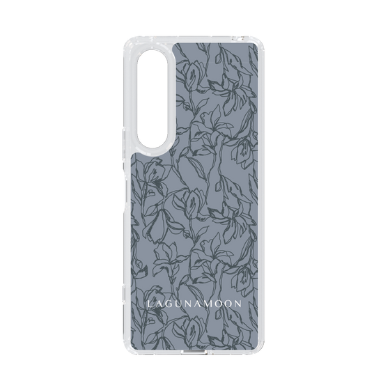 Slim Protection Case［ LAGUNAMOON - FlowerPattern - Dark blue ］