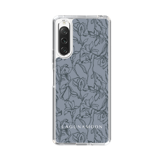 Slim Protection Case［ LAGUNAMOON - FlowerPattern - Dark blue ］