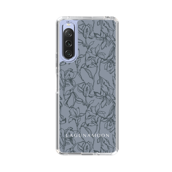 Slim Protection Case［ LAGUNAMOON - FlowerPattern - Dark blue ］