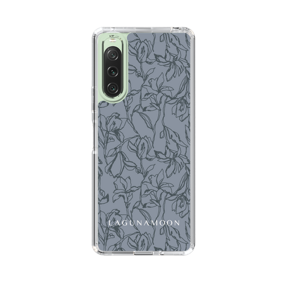 Slim Protection Case［ LAGUNAMOON - FlowerPattern - Dark blue ］
