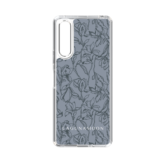 Slim Protection Case［ LAGUNAMOON - FlowerPattern - Dark blue ］