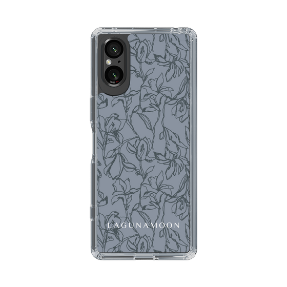 Slim Protection Case［ LAGUNAMOON - FlowerPattern - Dark blue ］