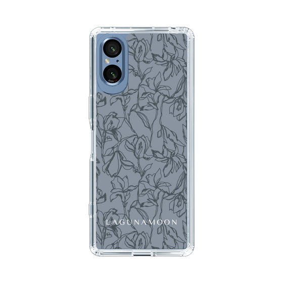 Slim Protection Case［ LAGUNAMOON - FlowerPattern - Dark blue ］