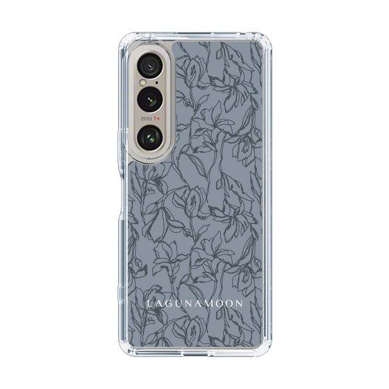 Slim Protection Case［ LAGUNAMOON - FlowerPattern - Dark blue ］