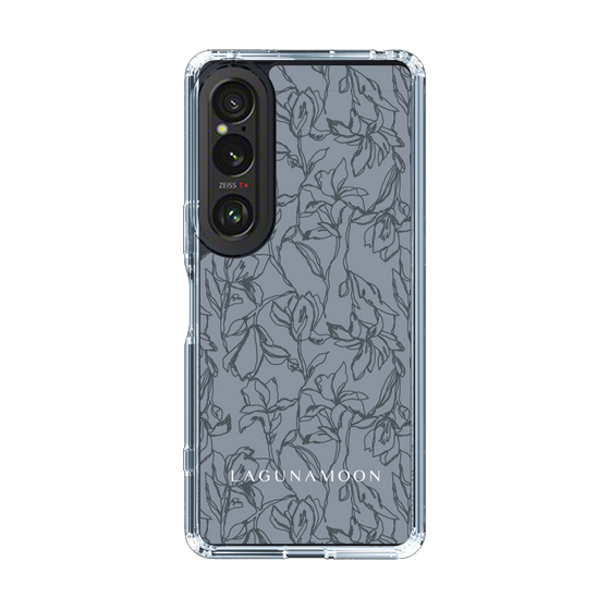 Slim Protection Case［ LAGUNAMOON - FlowerPattern - Dark blue ］