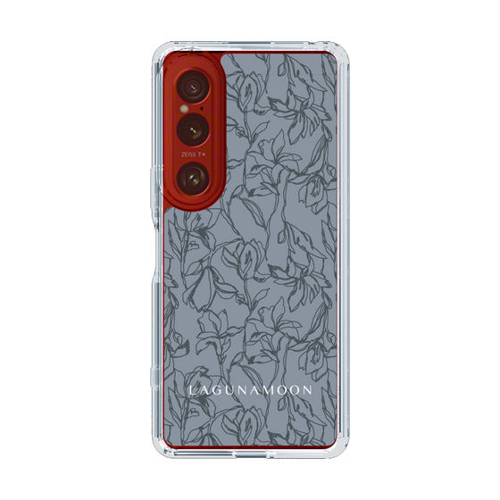 Slim Protection Case［ LAGUNAMOON - FlowerPattern - Dark blue ］
