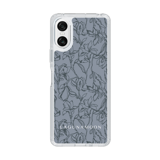 Slim Protection Case［ LAGUNAMOON - FlowerPattern - Dark blue ］