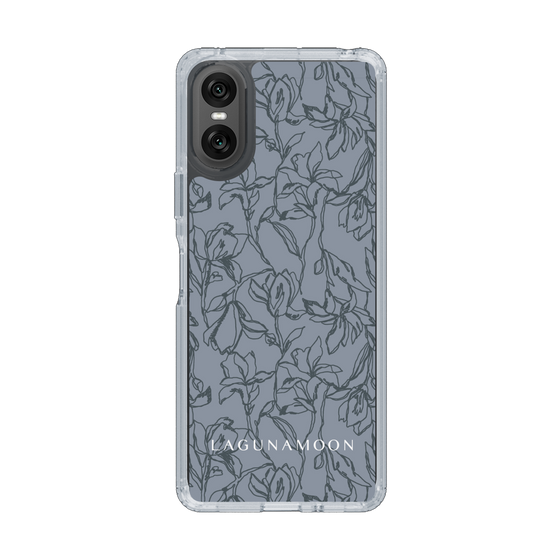 Slim Protection Case［ LAGUNAMOON - FlowerPattern - Dark blue ］