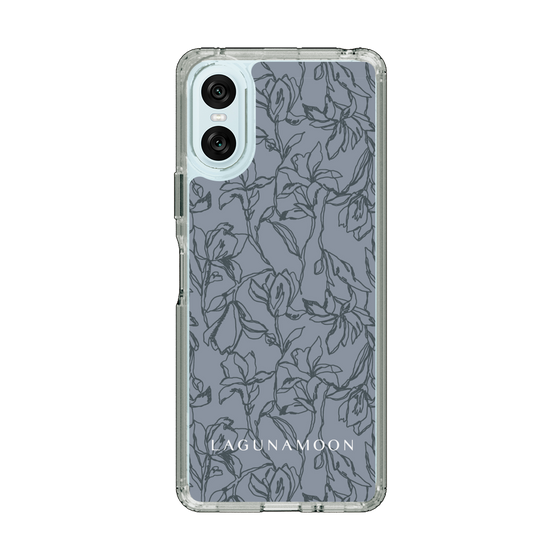 Slim Protection Case［ LAGUNAMOON - FlowerPattern - Dark blue ］