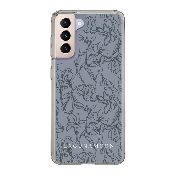 Slim Protection Case［ LAGUNAMOON - FlowerPattern - Dark blue ］