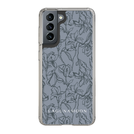 Slim Protection Case［ LAGUNAMOON - FlowerPattern - Dark blue ］