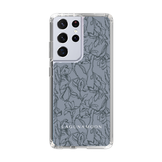 Slim Protection Case［ LAGUNAMOON - FlowerPattern - Dark blue ］