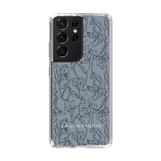 Slim Protection Case［ LAGUNAMOON - FlowerPattern - Dark blue ］
