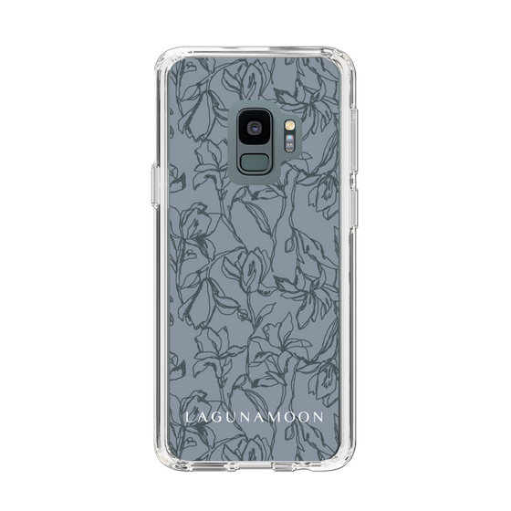 Slim Protection Case［ LAGUNAMOON - FlowerPattern - Dark blue ］