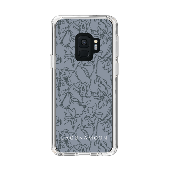Slim Protection Case［ LAGUNAMOON - FlowerPattern - Dark blue ］