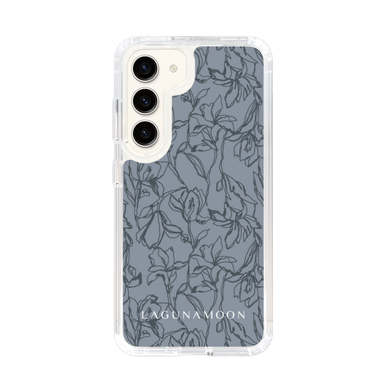 Slim Protection Case［ LAGUNAMOON - FlowerPattern - Dark blue ］