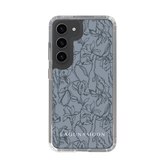 Slim Protection Case［ LAGUNAMOON - FlowerPattern - Dark blue ］