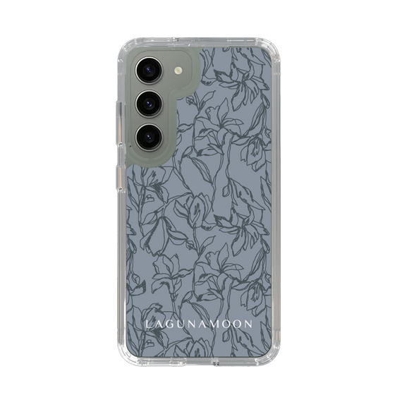 Slim Protection Case［ LAGUNAMOON - FlowerPattern - Dark blue ］