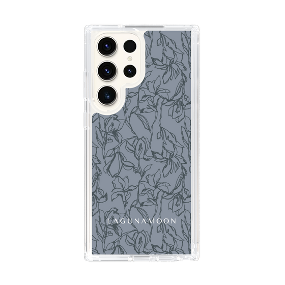 Slim Protection Case［ LAGUNAMOON - FlowerPattern - Dark blue ］