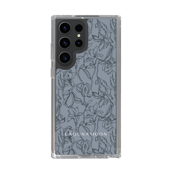 Slim Protection Case［ LAGUNAMOON - FlowerPattern - Dark blue ］