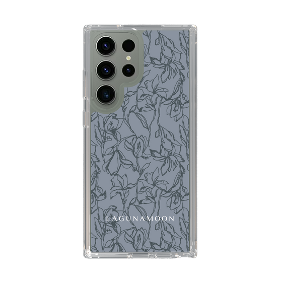 Slim Protection Case［ LAGUNAMOON - FlowerPattern - Dark blue ］