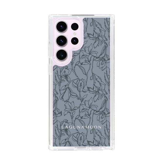 Slim Protection Case［ LAGUNAMOON - FlowerPattern - Dark blue ］