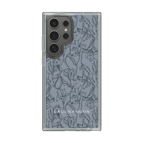 Slim Protection Case［ LAGUNAMOON - FlowerPattern - Dark blue ］