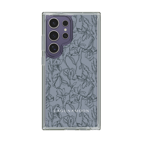 Slim Protection Case［ LAGUNAMOON - FlowerPattern - Dark blue ］