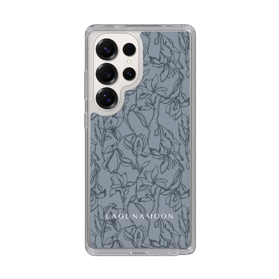 Slim Protection Case［ LAGUNAMOON - FlowerPattern - Dark blue ］
