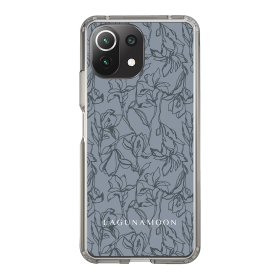 Slim Protection Case［ LAGUNAMOON - FlowerPattern - Dark blue ］