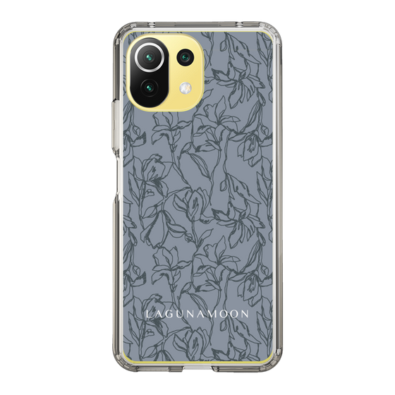Slim Protection Case［ LAGUNAMOON - FlowerPattern - Dark blue ］