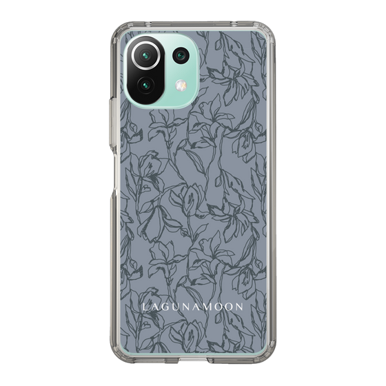 Slim Protection Case［ LAGUNAMOON - FlowerPattern - Dark blue ］