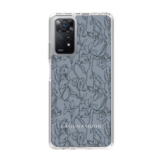 Slim Protection Case［ LAGUNAMOON - FlowerPattern - Dark blue ］